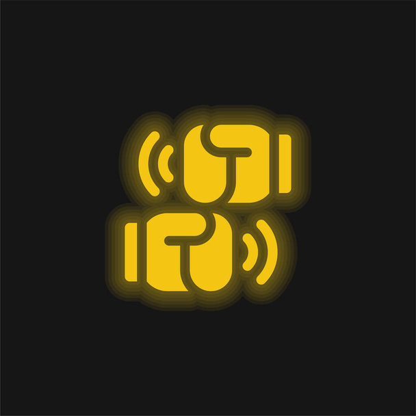 Boksen geel gloeiende neon pictogram - Vector, afbeelding