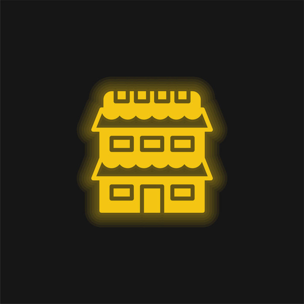 Appartment amarillo brillante icono de neón - Vector, Imagen