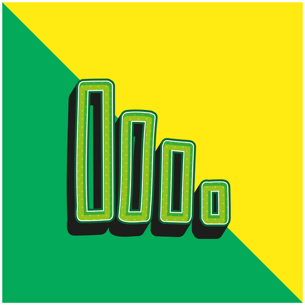 Bars Graphic Hand Drawn Outlines Green and yellow modern 3d vector icon logo - Vector, Image
