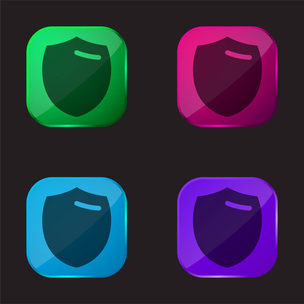 Black Badge four color glass button icon - Vector, Image