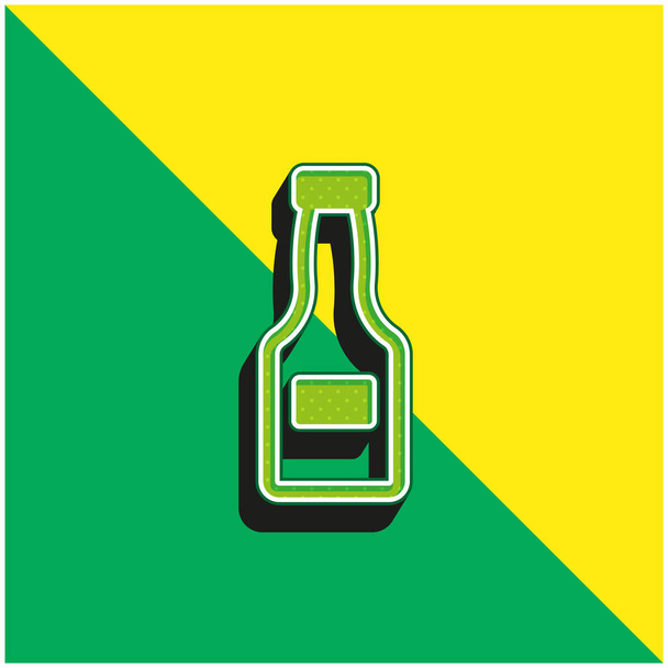 Bottle Closed Green and yellow modern 3d vector icon logo - Vector, Image