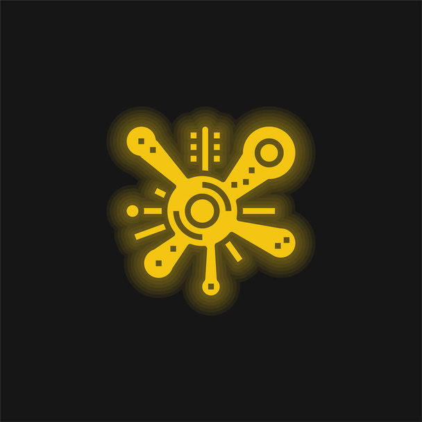 Bactéries jaune brillant icône néon - Vecteur, image
