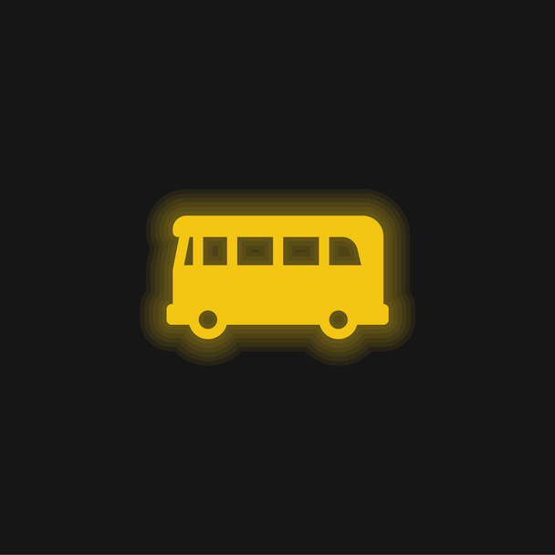 空港バス黄色の輝くネオンアイコン - ベクター画像