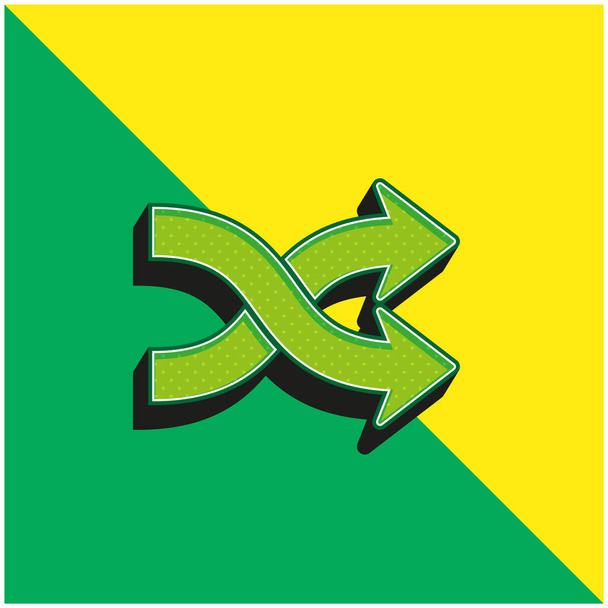 Arrow Shuffle Πράσινο και κίτρινο σύγχρονο 3d διάνυσμα εικονίδιο λογότυπο - Διάνυσμα, εικόνα