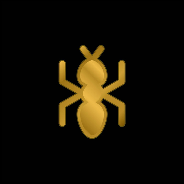 Ant gold plated metalic icon or logo vector - Vector, Image