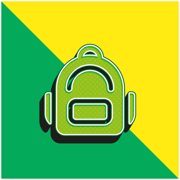 バックパック緑と黄色の現代的な3dベクトルアイコンロゴ - ベクター画像