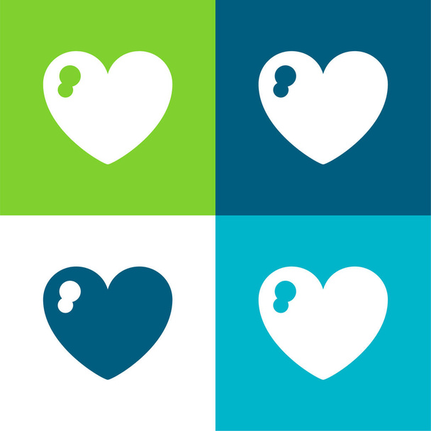 Μεγάλη καρδιά Επίπεδη τέσσερις χρώμα ελάχιστο σύνολο εικονιδίων - Διάνυσμα, εικόνα