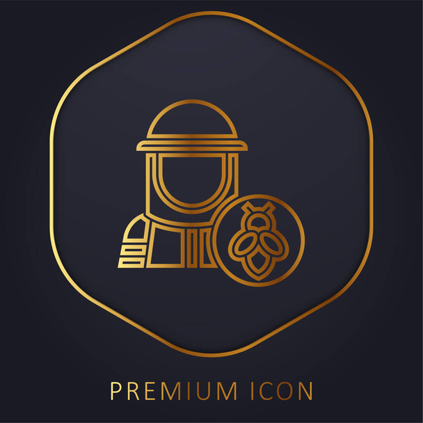 Méhész arany vonal prémium logó vagy ikon - Vektor, kép