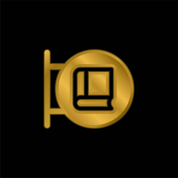 Bookshop gold plated metalic icon or logo vector - Vector, Image