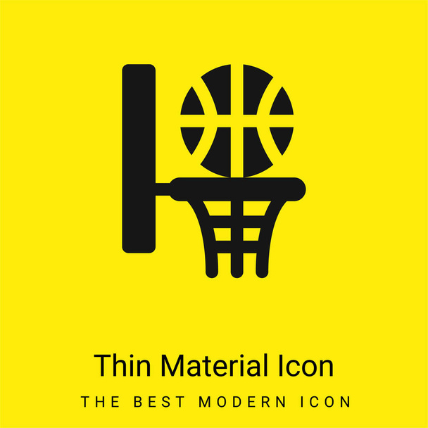 Baloncesto mínimo icono de material amarillo brillante - Vector, Imagen