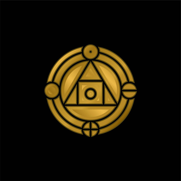 Alchemy επίχρυσο μεταλλικό εικονίδιο ή το λογότυπο διάνυσμα - Διάνυσμα, εικόνα