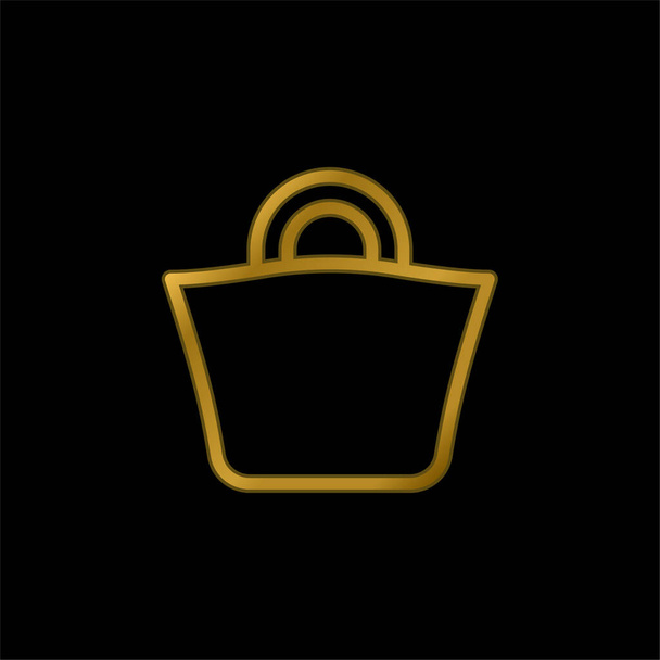 Beach Bag gold plated metalic icon or logo vector - Vector, Image