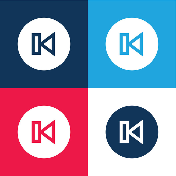 Zadní modrá a červená čtyři barvy minimální ikona nastavena - Vektor, obrázek