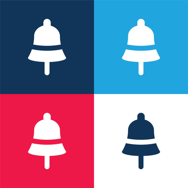 Ensemble d'icônes minime quatre couleurs bleu et rouge Bell - Vecteur, image