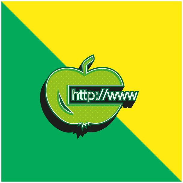 Apple Enlace verde y amarillo moderno logotipo icono del vector 3d - Vector, Imagen
