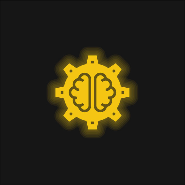 AI sárga izzó neon ikon - Vektor, kép