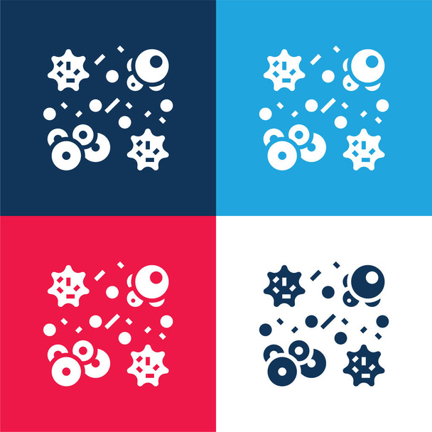 Βακτήρια μπλε και κόκκινο τεσσάρων χρωμάτων ελάχιστο σύνολο εικονίδιο - Διάνυσμα, εικόνα