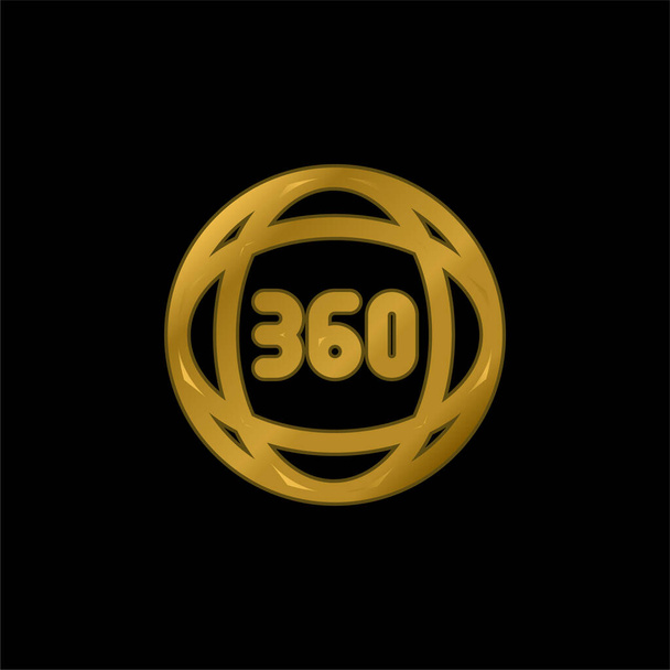360 Grad vergoldet metallisches Symbol oder Logo-Vektor - Vektor, Bild