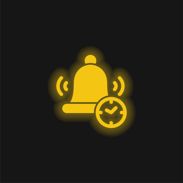 Alarme Bell jaune brillant icône néon - Vecteur, image