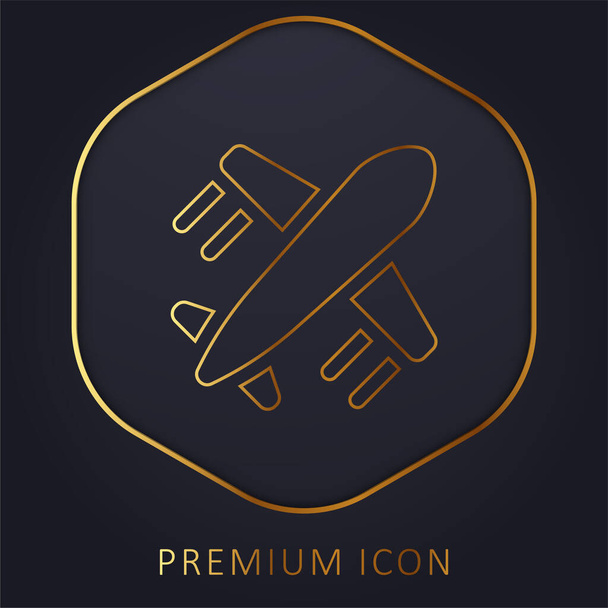 Airplane golden line premium logo or icon - Vector, Image