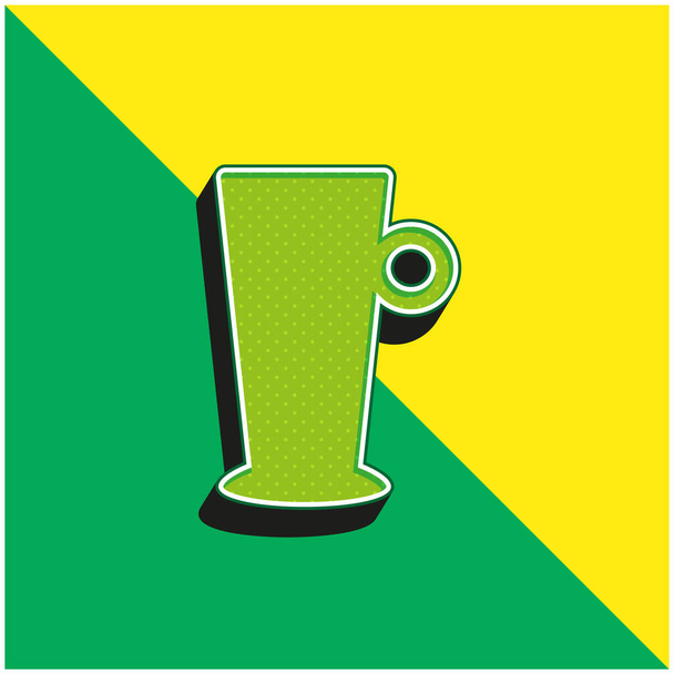 ビッグカップグリーンと黄色のモダンな3Dベクトルアイコンのロゴ - ベクター画像