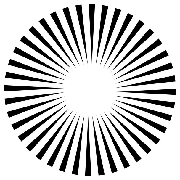 Ster, rond element, halftoon stralen geïsoleerd op witte achtergrond. Zwart logo. Geometrische vorm.  - Vector, afbeelding