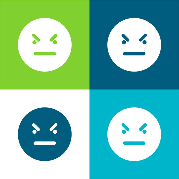 Slechte Emoticon Square Face Flat vier kleuren minimale pictogram set - Vector, afbeelding