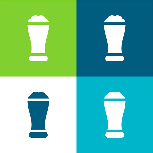Sör lapos négy szín minimális ikon készlet - Vektor, kép