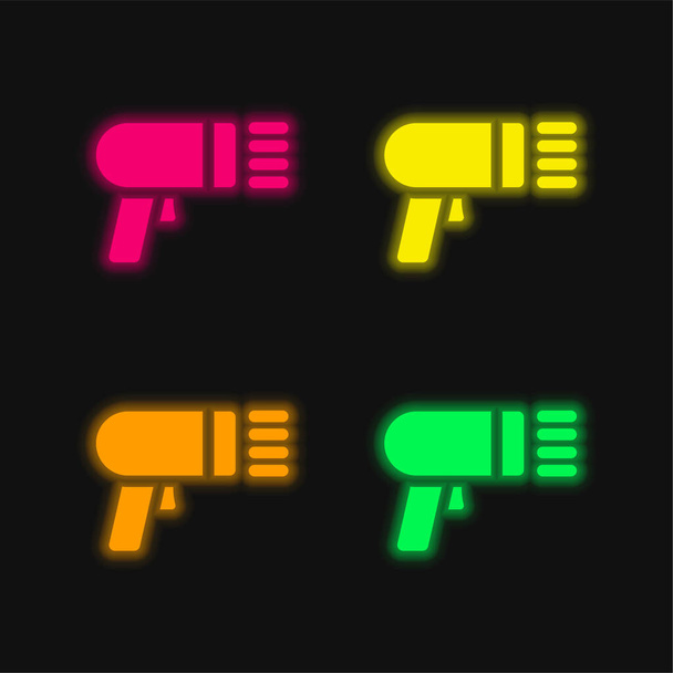 Código de barras quatro cores brilhante ícone vetor de néon - Vetor, Imagem