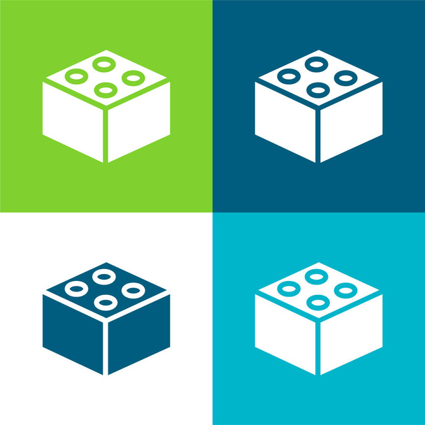 Ladrillo plano de cuatro colores mínimo icono conjunto - Vector, Imagen