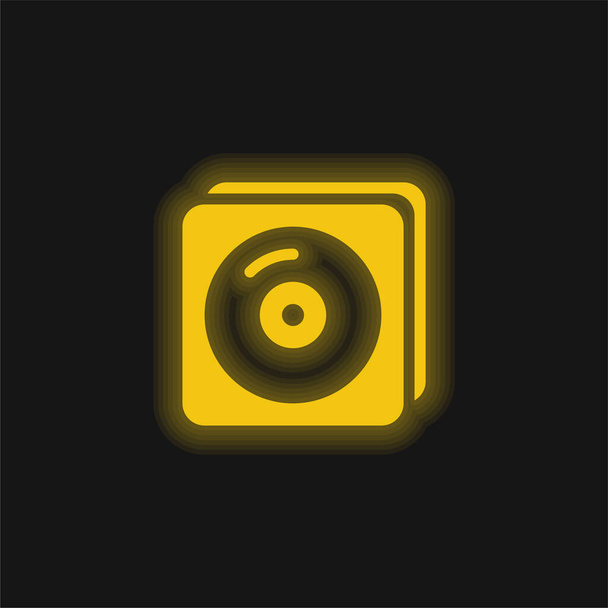 Album yellow glowing neon icon - Vector, Image