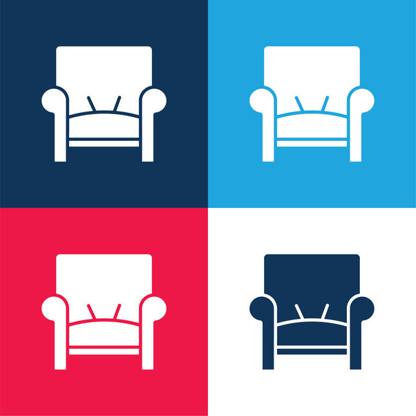 Sessel blau und rot vier Farben minimales Symbol-Set - Vektor, Bild
