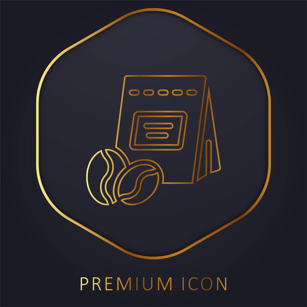 Logotipo o icono de línea dorada de frijoles - Vector, imagen