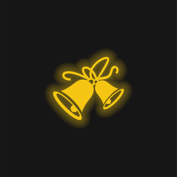 Campanas amarillo brillante icono de neón - Vector, imagen