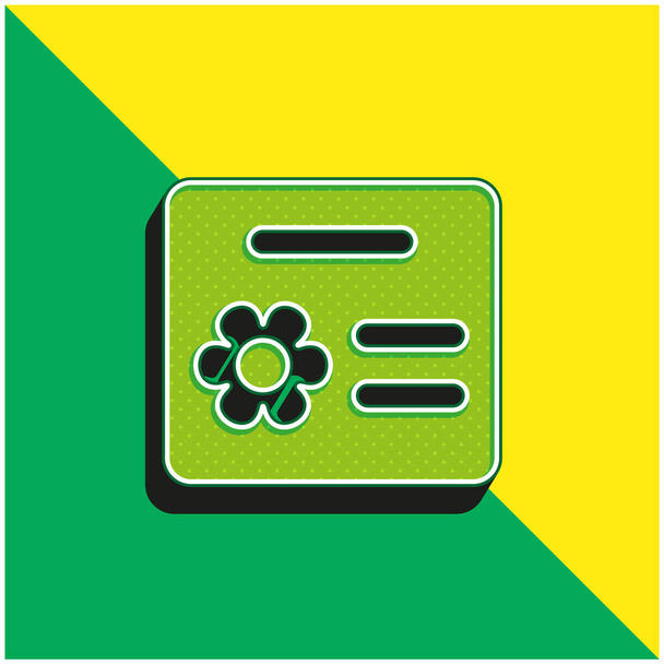 Κάρτα γενεθλίων Πράσινο και κίτρινο σύγχρονο 3d διάνυσμα εικονίδιο λογότυπο - Διάνυσμα, εικόνα