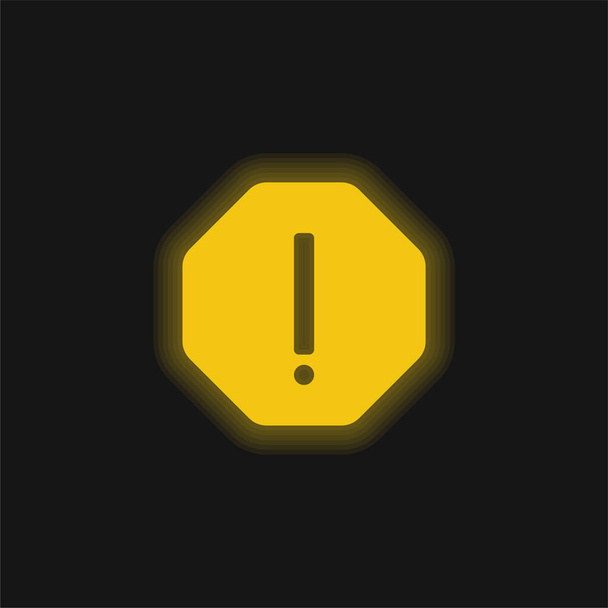 Atención amarillo brillante icono de neón - Vector, Imagen