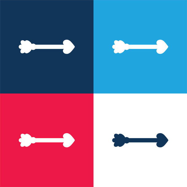 Arrow blue and red four color minimal icon set - Vector, Image