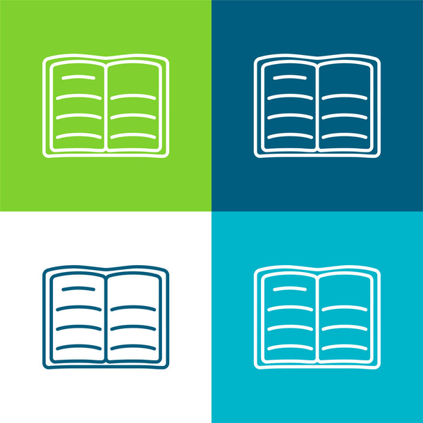 Book Of Text Opened Outline Flat four color minimal icon set - Vector, Image