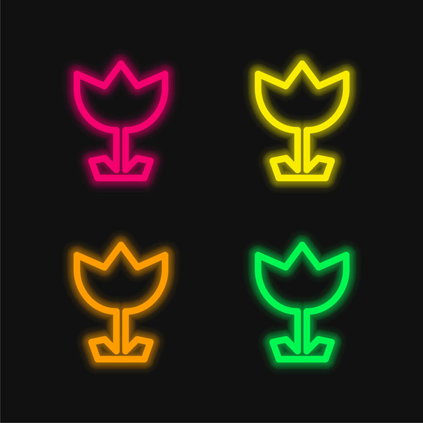 Кутова квітка чотири кольори, що світяться неоном Векторна піктограма
 - Вектор, зображення