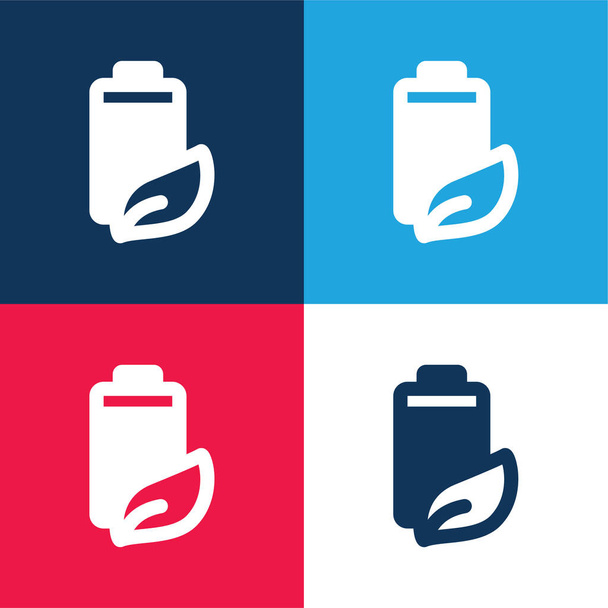 Batterie bleu et rouge quatre couleurs minimum jeu d'icônes - Vecteur, image