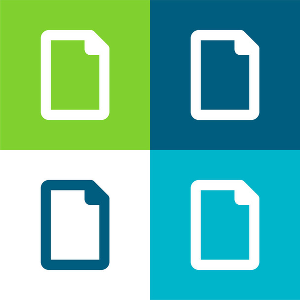 Blank File Flat négy szín minimális ikon készlet - Vektor, kép
