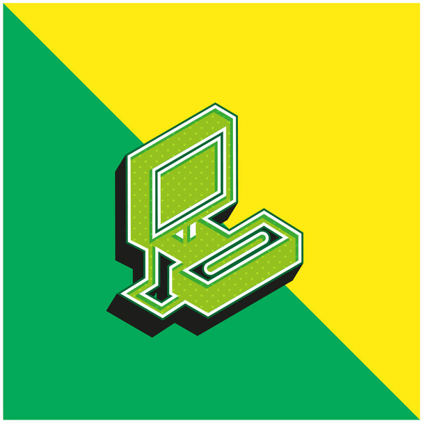 Atari Grünes und gelbes modernes 3D-Vektorsymbol-Logo - Vektor, Bild