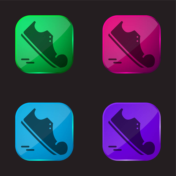 Agility four color glass button icon - Vector, Image