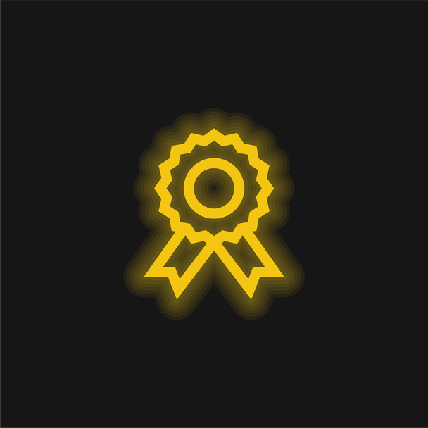 Badge jaune brillant icône néon - Vecteur, image