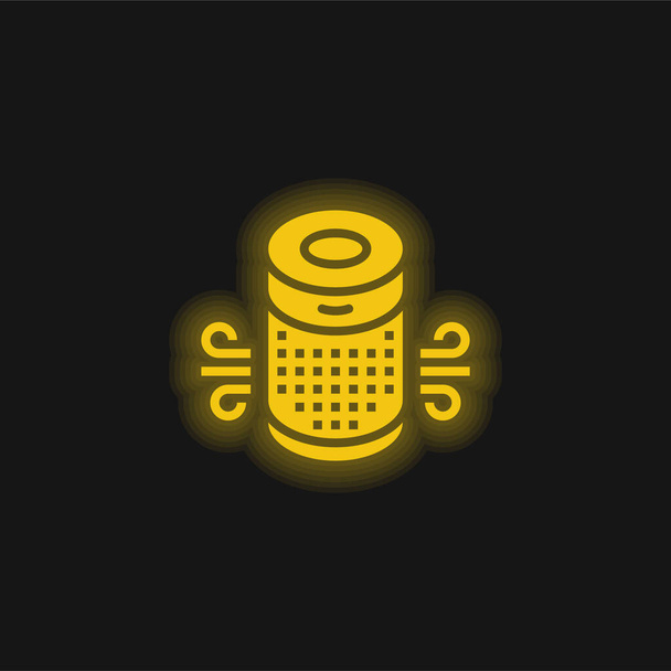 Oczyszczacz powietrza żółta świecąca ikona neonu - Wektor, obraz