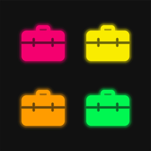 Salkku neljä väriä hehkuva neon vektori kuvake - Vektori, kuva