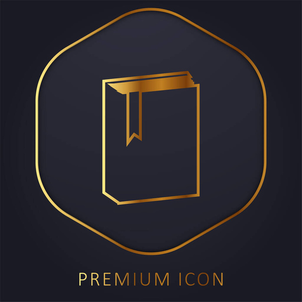 Livro com marcador linha dourada logotipo premium ou ícone - Vetor, Imagem