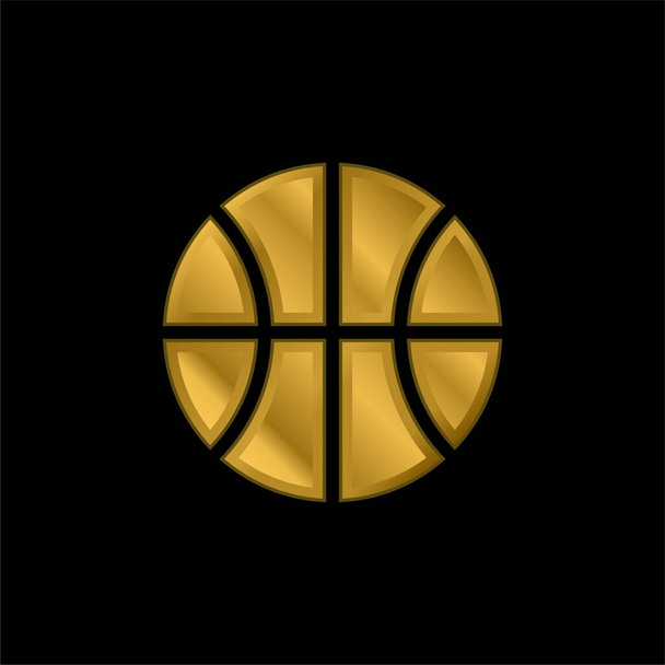 バスケットボールゴールドメッキ金属アイコンまたはロゴベクトル - ベクター画像