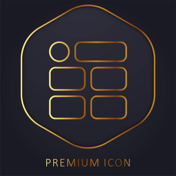 Blocos linha dourada logotipo premium ou ícone - Vetor, Imagem