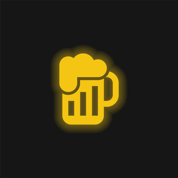 Cerveza amarillo brillante icono de neón - Vector, imagen
